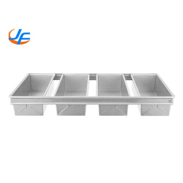 RK Bakeware China- 4 Straps Glazed Aluminum Loaf Pans , Aluminized Steel Bread Pan Set