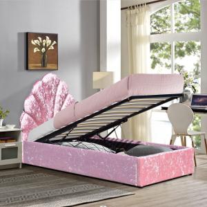 China Pink Upholstered Queen Beds Gas Lift Up Storage Platform Bed Frame wholesale