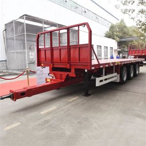 China Cargo Container 20 Tons Flatbed 20ft Truck Drawbar Trailers on sale