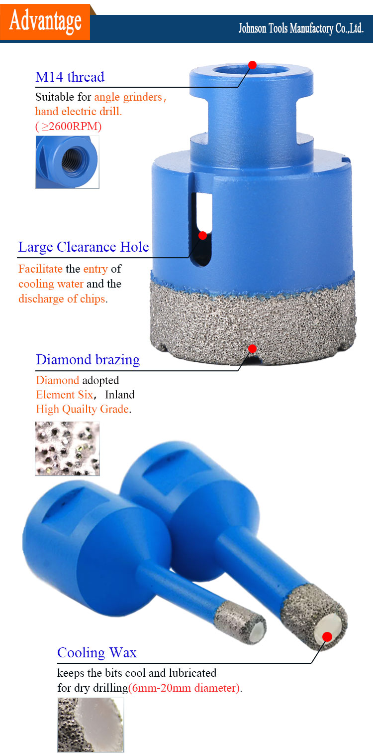 5-180mm Vacuum Brazed Diamond Crowns Core Drill Bit Hole Saw Diamond Hole Cutter For Marble Stone Porcelain Tile