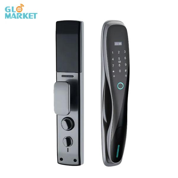 Quality Glomarket Tuya Door Lock Fully Automatic Rechargeable Battery Smart Fingerprint Password Card Key Unlock Biometric Door for sale
