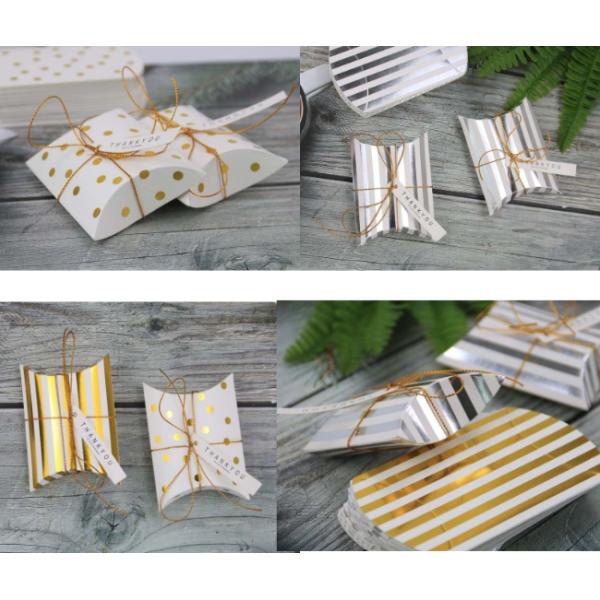 250g White Cardboard Biodegradable Paper Food Packaging Pillow Candy Box Iron Golden