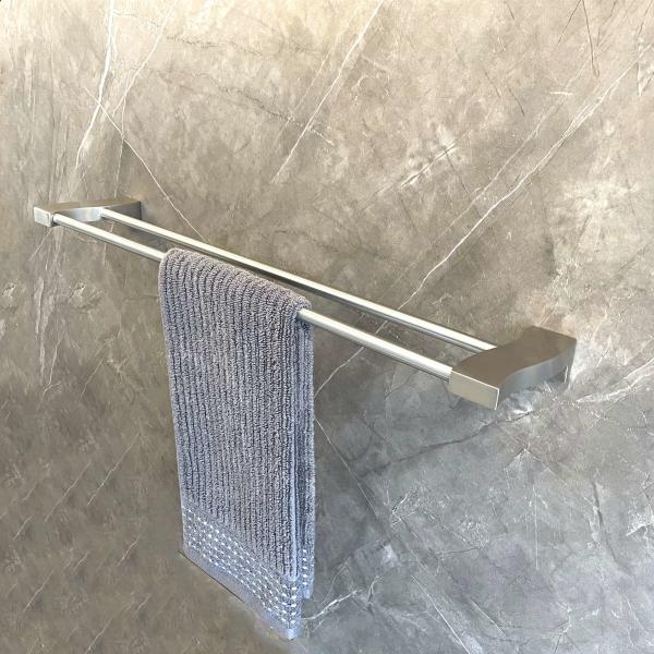 526mm Double Towel Bar Brushed Nickel Sus304 Bath Towel Holder Rustproof Wall Mount