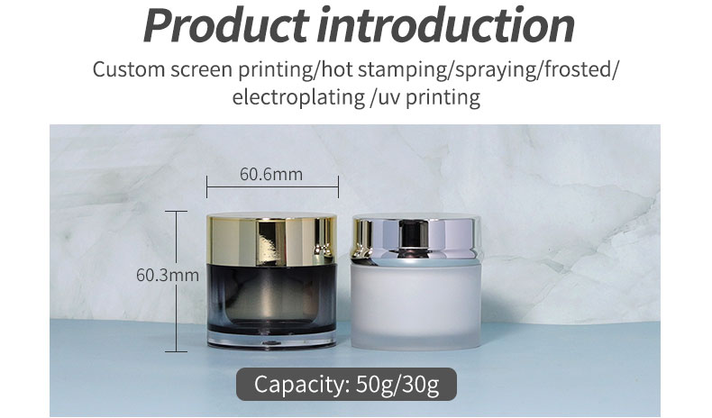 Industrial Cosmetic Luxury Black White Acrylic Plastic Double Wall Natural Body Scrub Container 50g 30g Jars With Lids