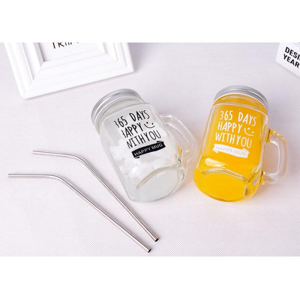 480ml Antique Glass Bottles With Straw Handle Transparent Cover