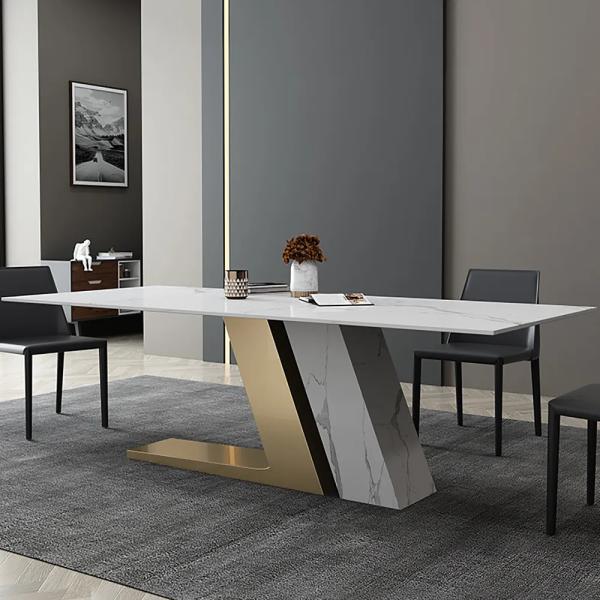 Modern Light Luxury Sintered Stone Multifunctional Dining Table Chair Simple Rectangular Small Family
