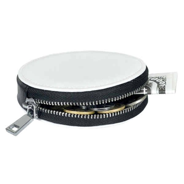 Double-Sided Sublimation Blank Leather Coin Pouch Round Mini Earphone Storage Bag Small Change Pouch