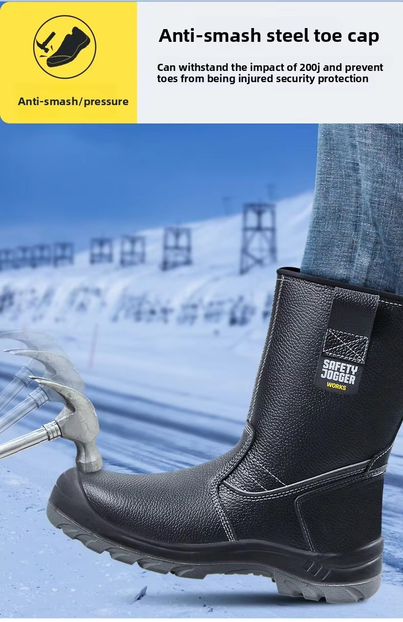 OEM High Top Genuine Leather Work Shoes Steel Plate Safety Boots Genuine Leather Security Work Boots Pu Injection Sole