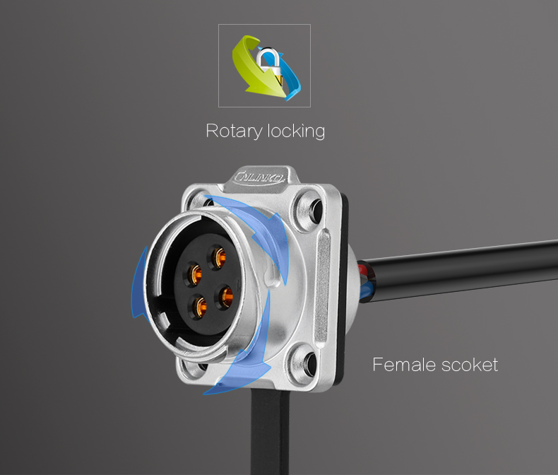 Cnlinko Connector M20 Outdoor Lighting Led IP68 4 Pin Metal Male Female Circular Waterproof Connector Metal Plug and Socket