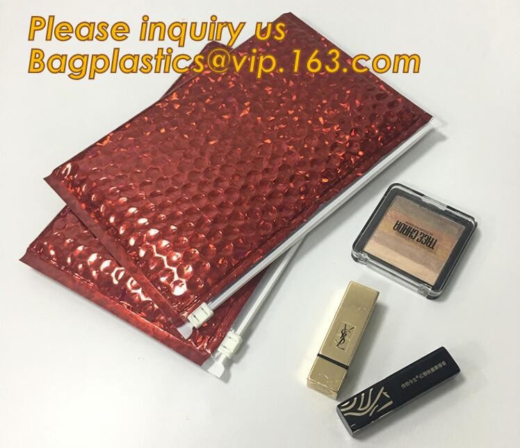 Cosmetic Slider Zip lockk Bubble Bags Bubble Slide Pouch,Zip lockk esd bubble bag bubble packaging wrap cosmetic pouch slide