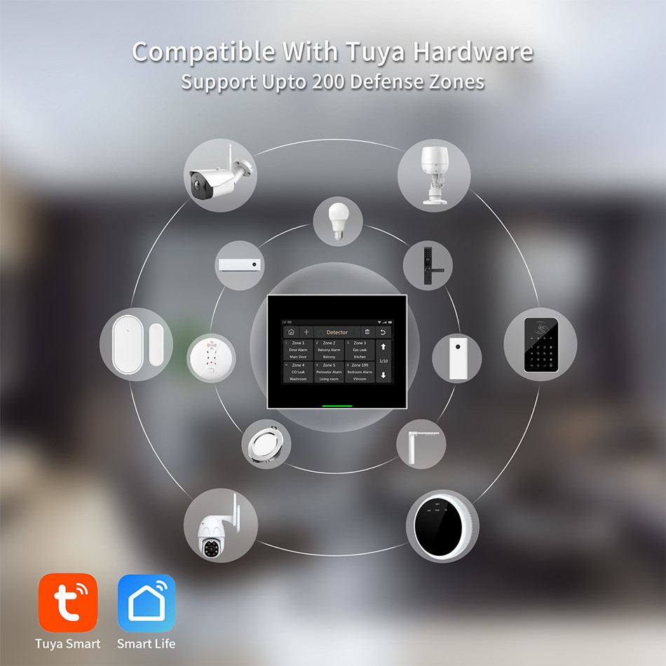 Glomarket Tuya 4g / Wifi DIY Home Security Alarm Systems Wireless App Control Anti Theft