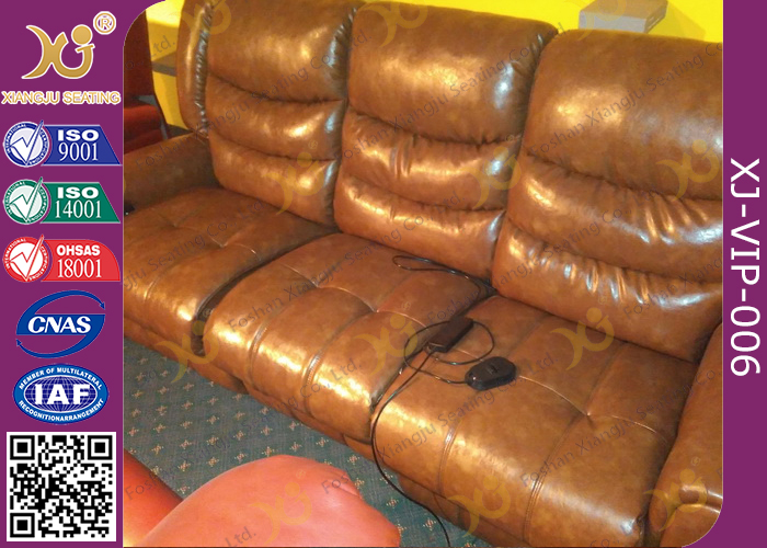 High Density Sponge Seat Back Home Theater Sofa ,Brown Leather Electric Recliner Chair