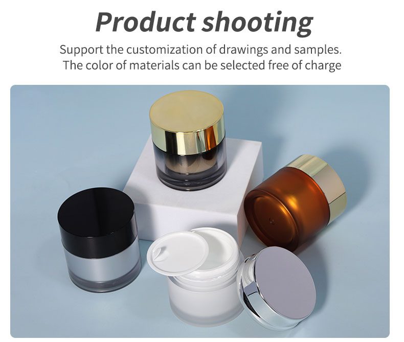 Industrial Cosmetic Luxury Black White Acrylic Plastic Double Wall Natural Body Scrub Container 50g 30g Jars With Lids