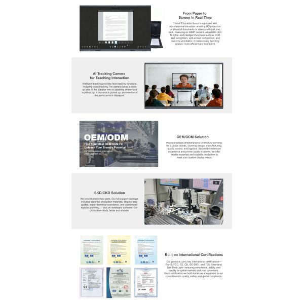98 Inch Ultra-Low Latency Writing Acceleration and Multi-Device Support AI Education Board