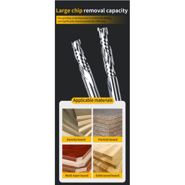 Hot Sale Two Flute Spiral up and Down Compression End Mill for Wood 1/4 Carbide Cutter Endmill 2f 3/8 Router Compression Bit