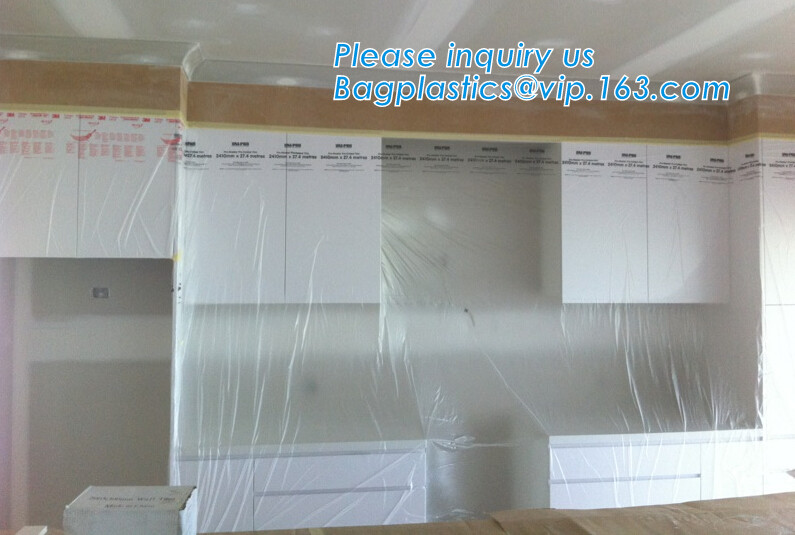 painting painters masking film with bule tape, painting folded pre-taped core masking film, spray plastic pre-tape pla