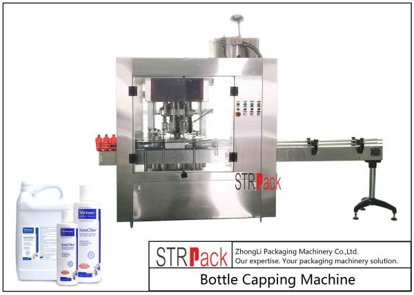 Quality Rotary Bottle Capping Machine / 4 Heads Rotary Capping Machine For Plastic Screw Caps for sale