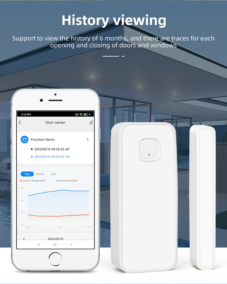 Tuya Smart Wireless Door Window Sensor Home Alarm System Temperature Humidity Detection