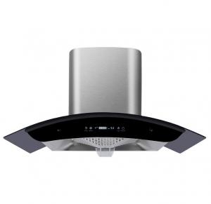 Stainless Steel Glass Arc Shaped Electric Kitchen Range Hood Low Noise App Controlled