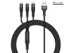 Nylon Braided Smart Phone Cable Three In One IOS Micro USB Type C Connector
