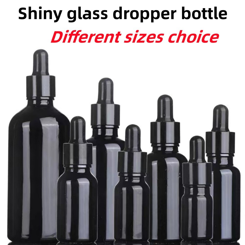 Wholesale Cheap 5ml 10ml 15ml 20ml 30ml 50ml Empty Black Color Glass Essential Oil Bottles with Dropper