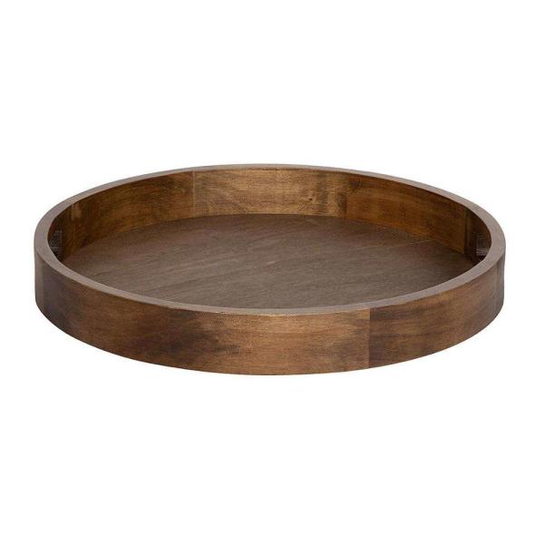 Quality Brown Round Walnut Rustic Wood Serving Tray Food With Handles for sale