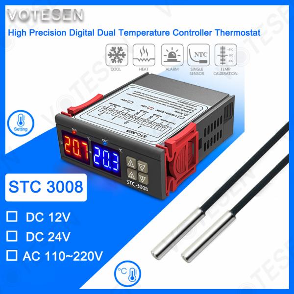 Quality 10A STC 3008 Temperature Controller Manual Dual Temperature Thermostat for sale