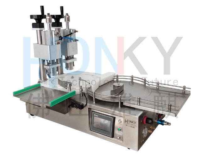 Desktop Automatic 10ml Vial Rotary Capping Machine With Dual Head Cap Crimping