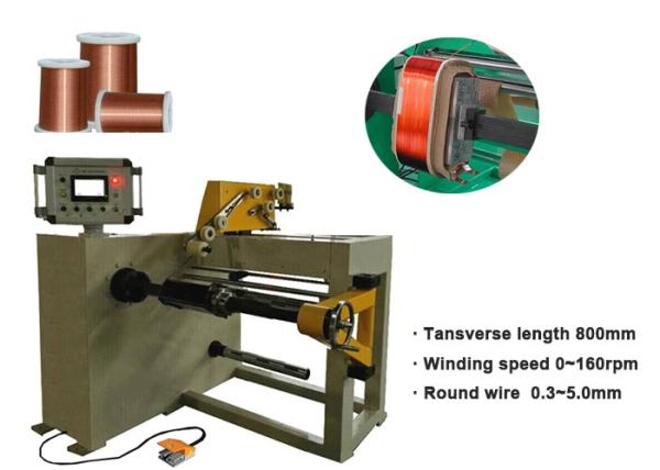 Quality 800mm Transverse Length Transformer Coil Winding Machine With Flat Or Round Wire for sale