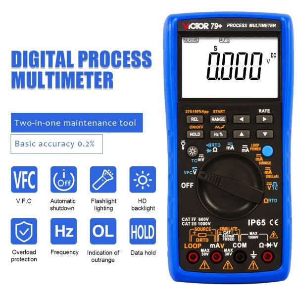 Quality VICTOR 79+ Process Multimeter resistance 400ohm thermocouple frequency 100hz loop 24V Digital Multimeter for sale