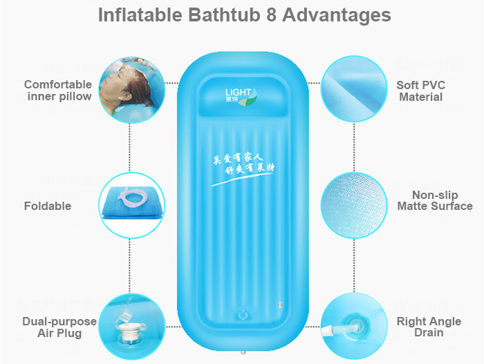 Free Standing 50L Folding Adult Inflatable Bathtub With Electric Air Pump