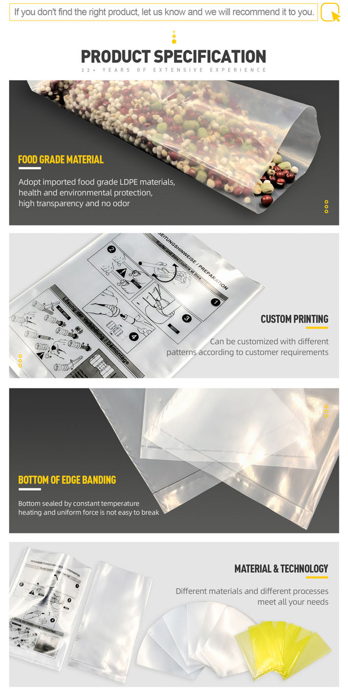China Factory Clear Custom Printed Flat Opening PE Plastic Bag