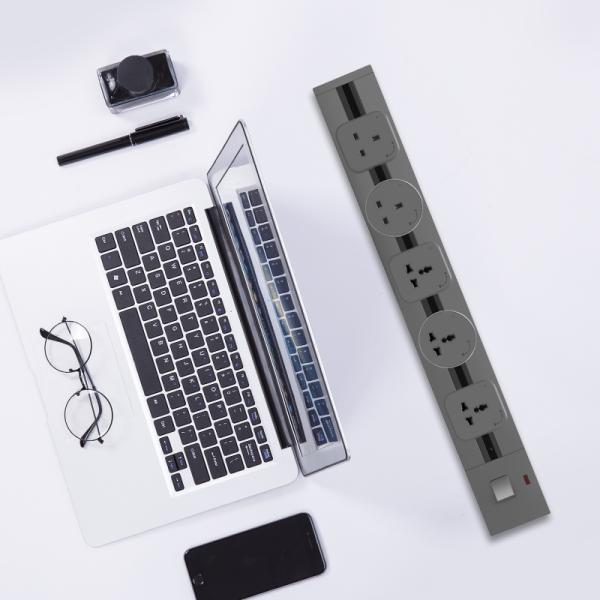 Black/grey/silver power Electric Track Power Socket with Universal Replaceable Module