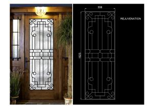 Rust Prevention Wrought Iron Glass Door Inserts , Hollow Iron Glass Doors