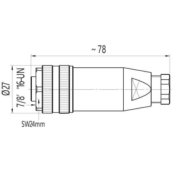 7/8" 5 Pin Female Screw Locking Field Wireable Connector