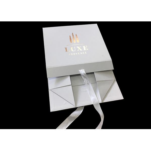 Ribbon Logo Customized White Folding Paper Gift Box For Clothes Packing