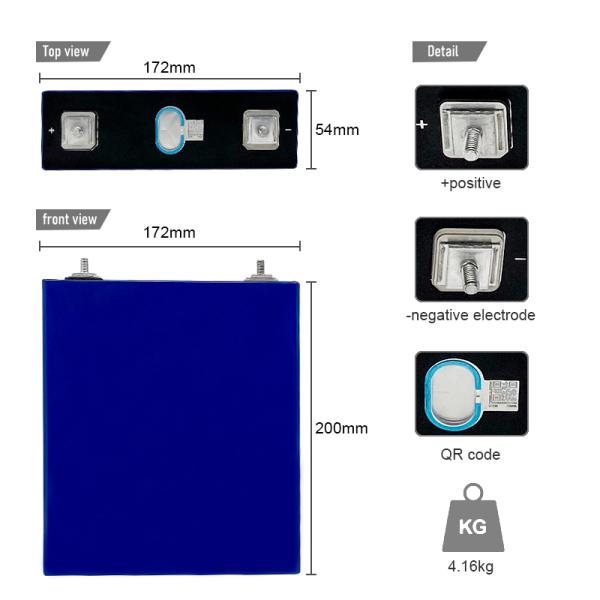 LFP Prismatic Cells 3.2V 100Ah, LiFePO4 Battery Cell Rechargeable