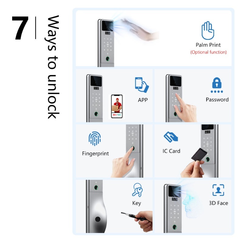 3D Face Video Smart Lock with Camera Tuya APP Fingerprint Smart Mortise Lock