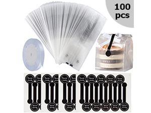 Translucent Plastic Bags For Cookie,Cake,Chocolate,Candy,Snack Wrapping Good For Bakery Party With Stickers