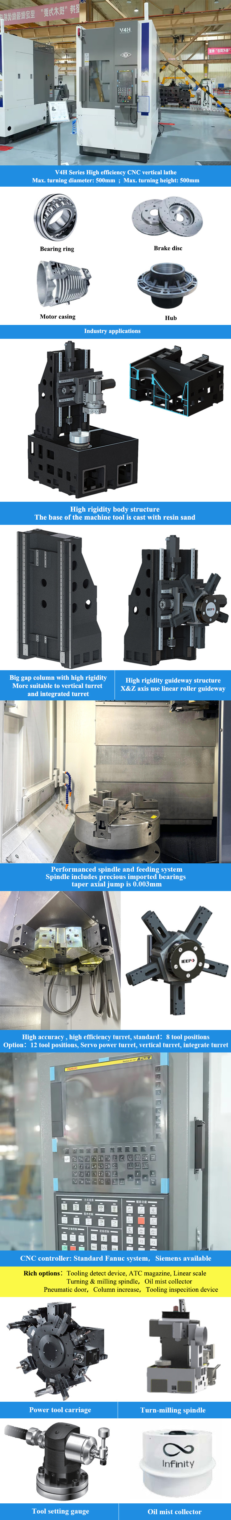 SMTCL Vertical CNC Lathe V4H CNC Vertical Milling Machine Lathe Milling Machine Combo Vertical CNC Lathe