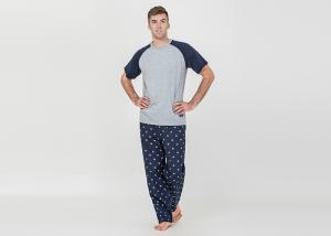 China Two Piece Mens Luxury Sleepwear 100% Combed Cotton Jersey Pyjamas Classic Style wholesale