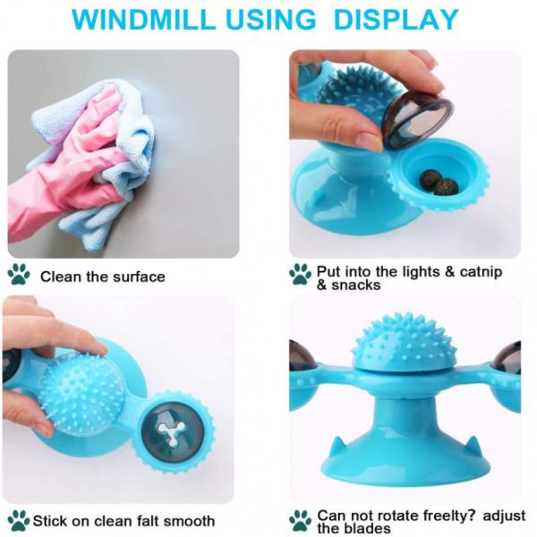 Interactive Rotating Windmill Cat Toy With Suction Cup Windmill Kitten Toys Cat Toothbrush Toy