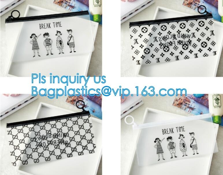 Custom waterproof pvc slider zipper wet bikini bag, zipper lock slider bag/resealable pvc slider zip poly bag, resealabl