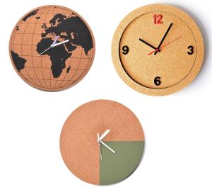 China Custom Round Cork Clock Personalized World Map Silent Quartz Movement wholesale