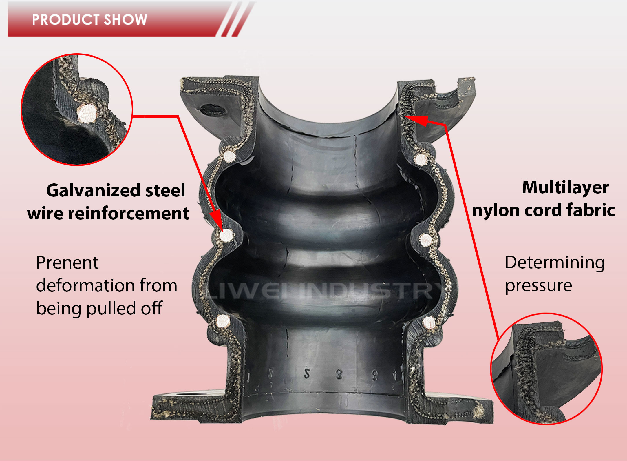 Concentric Reducing Rubber Joint Stainless Steel Flange Noise Reduction
