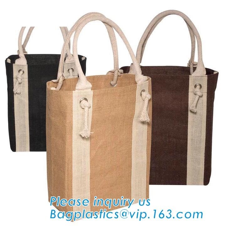 JUTE STORAGE BASKET WITH COTTON ROPE HANDLES,Burlap fabric jute toy storage basket for home storage organization bagease