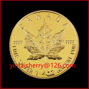 China Maple leaf replica coin/ gold plated tungsten coin for Gift wholesale