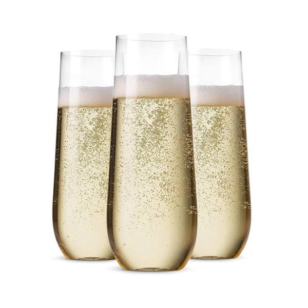 Quality Unbreakable Tritan Stemless Champagne Flutes Bar Plastic Champagne Fluted Glassware for sale
