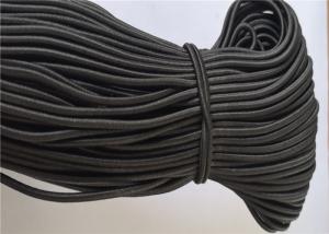 China Stretch Round Elastic Rope / Round Elastic Cord Braided Technical Black Color wholesale