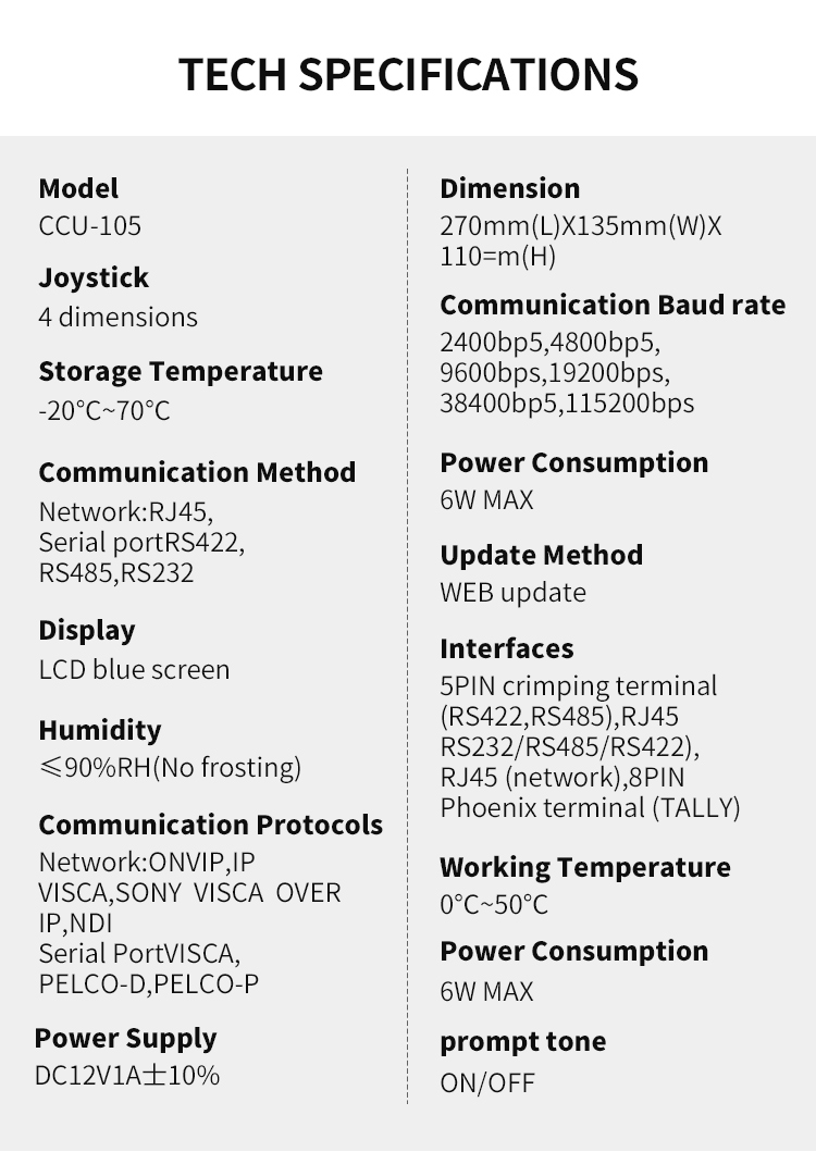 DAIPU CCU-105 NDI Camera Controller 4D Joystick Compatible for Advanced IP PTZ Control